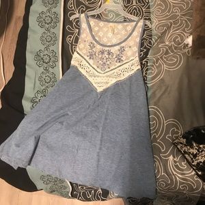 Blue and white country tank top